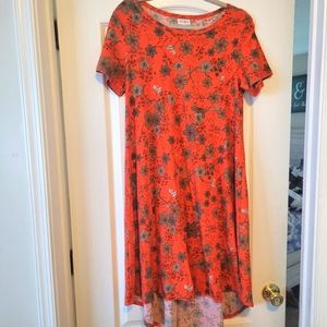EUC Orange floral Lularoe Carly Dress sz XS
